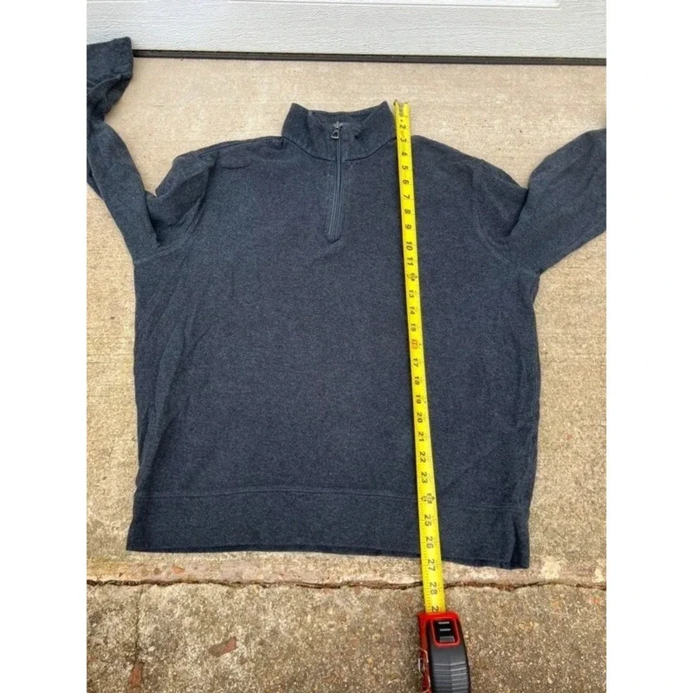 Polo Ralph Lauren Mens Medium Heather Grey Quarter Zip Cotton Pullover Sweater